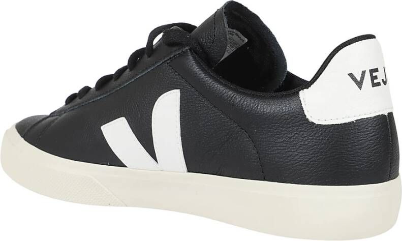 Veja Zwarte en witte leren sneakers Black Heren