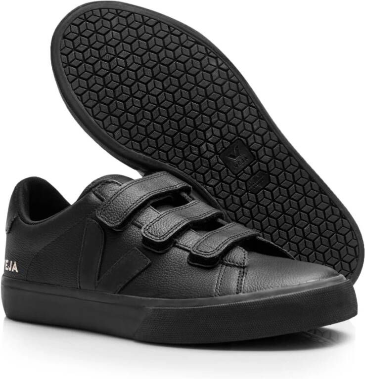 Veja Zwarte Leren Sneakers Black Dames