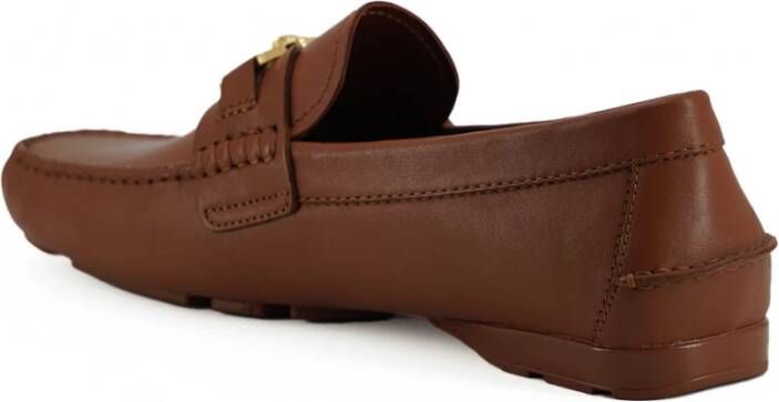 Versace Bruin Leren Loafers met Medusa Detail Brown Heren