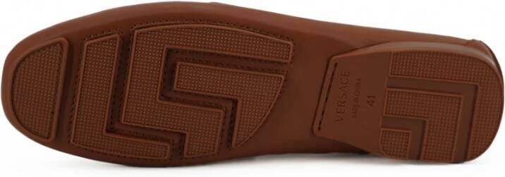 Versace Bruin Leren Loafers met Medusa Detail Brown Heren