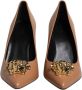 Versace Bruin Leren Logo Hoge Hakken Pumps Brown Dames - Thumbnail 2