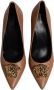 Versace Bruin Leren Logo Hoge Hakken Pumps Brown Dames - Thumbnail 3