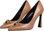 Versace Bruin Leren Logo Hoge Hakken Pumps Brown Dames - Thumbnail 4