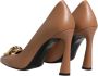 Versace Bruin Leren Logo Hoge Hakken Pumps Brown Dames - Thumbnail 5