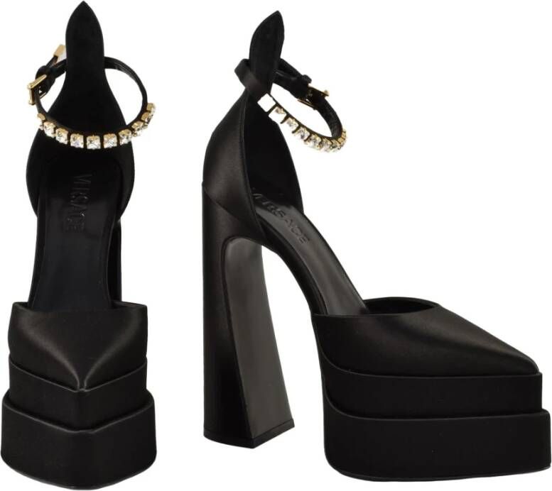 Versace Collectie Schoenen van Polyester en Leer Black Dames