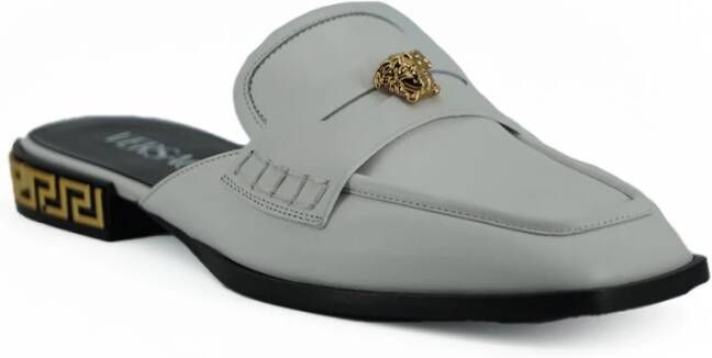 Versace Elegante witte leren slippers Gray Dames