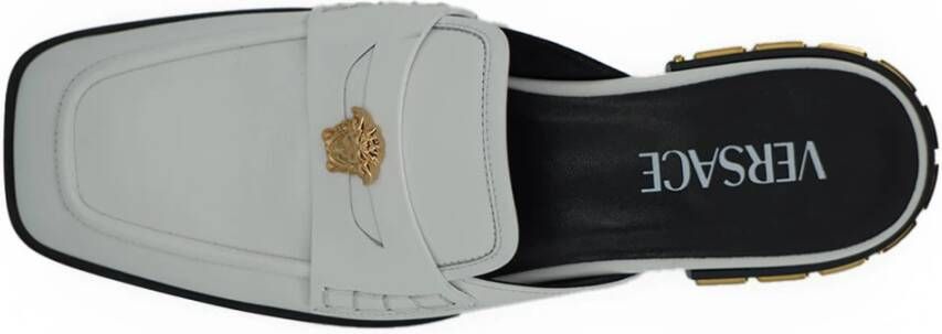 Versace Elegante witte leren slippers Gray Dames