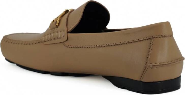 Versace Exclusieve Medusa Loafers in Goudkleurig Leer Beige Heren