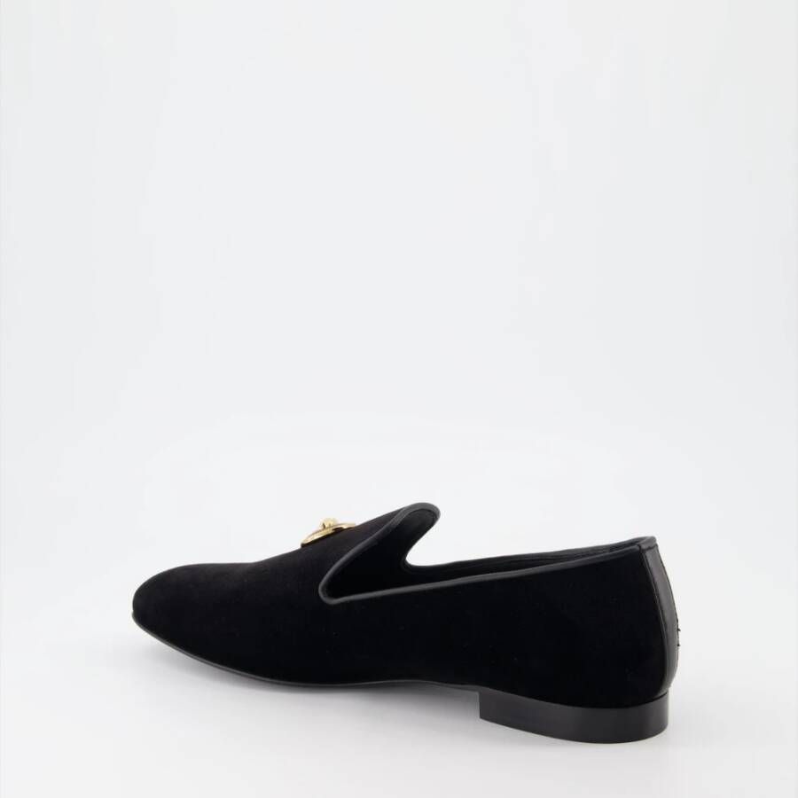 Versace Fluwelen Loafers met 3D Medusa Embleem Black Heren