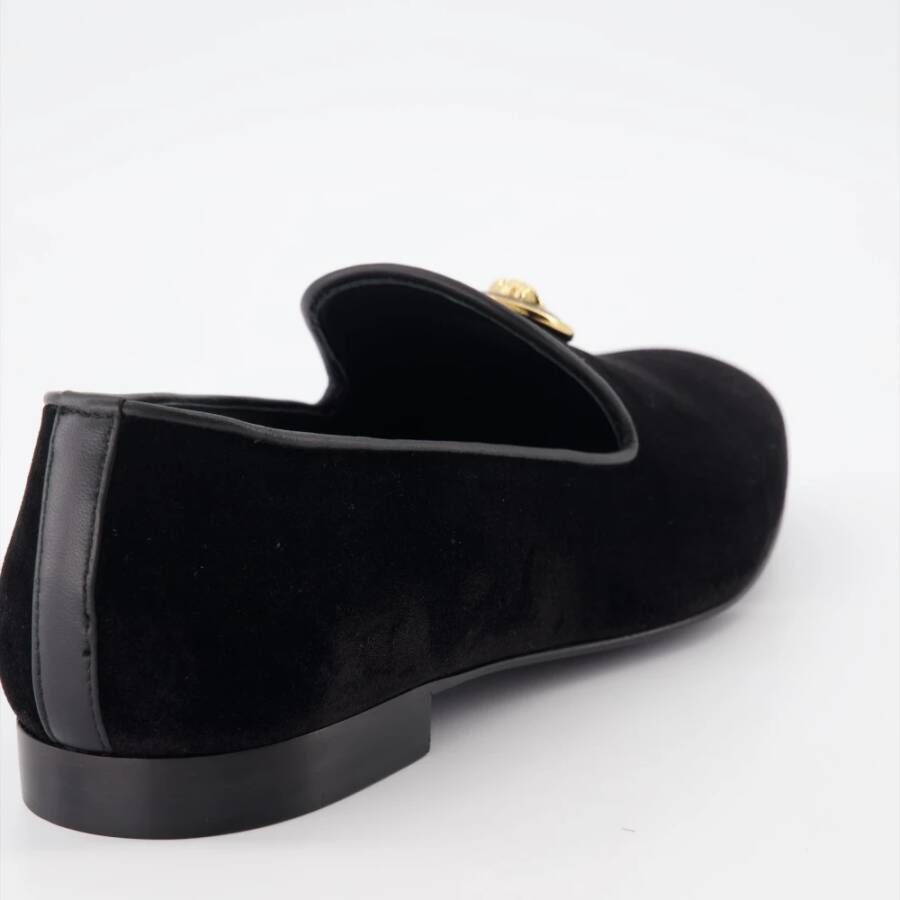 Versace Fluwelen Loafers met 3D Medusa Embleem Black Heren