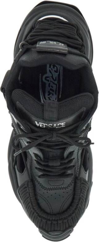 Versace Futuristische Leren Sneakers met Koordweefsel Black Dames