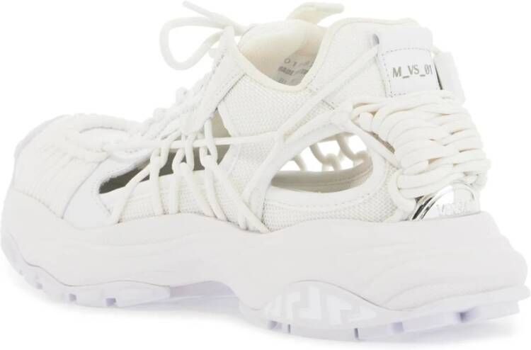 Versace Futuristische Leren Sneakers met Koordweefsel White Dames