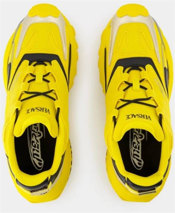 Versace Gele Leren Lage Sneakers Yellow Heren