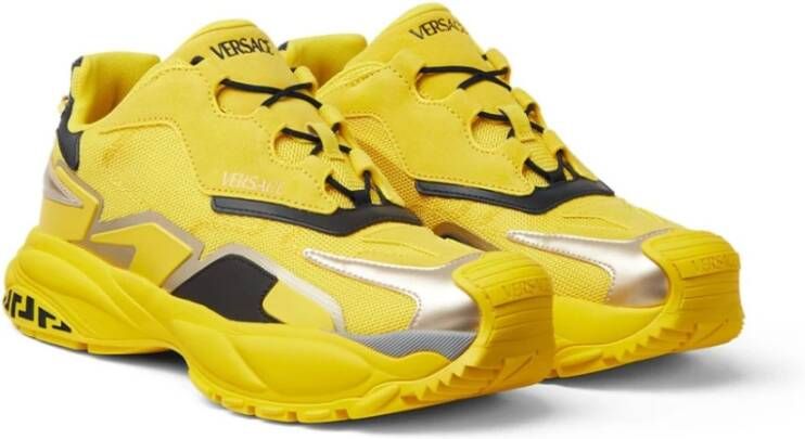 Versace Gele Sneakers Koord Ronde Neus Yellow Heren