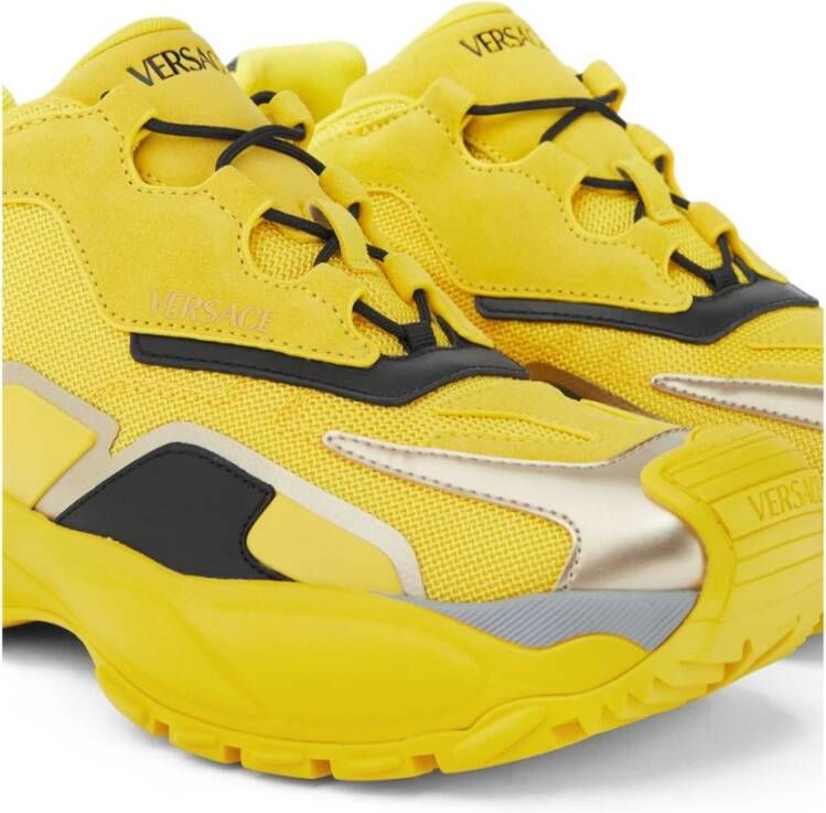 Versace Gele Sneakers Koord Ronde Neus Yellow Heren