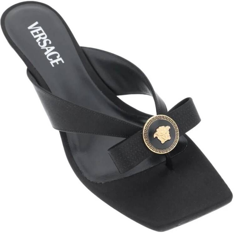 Versace Ribbon Thong Mules Black Dames