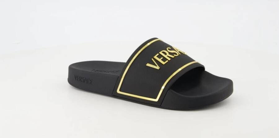 Versace Gouden Logo Slides Lente-Zomer 2025 Black Dames