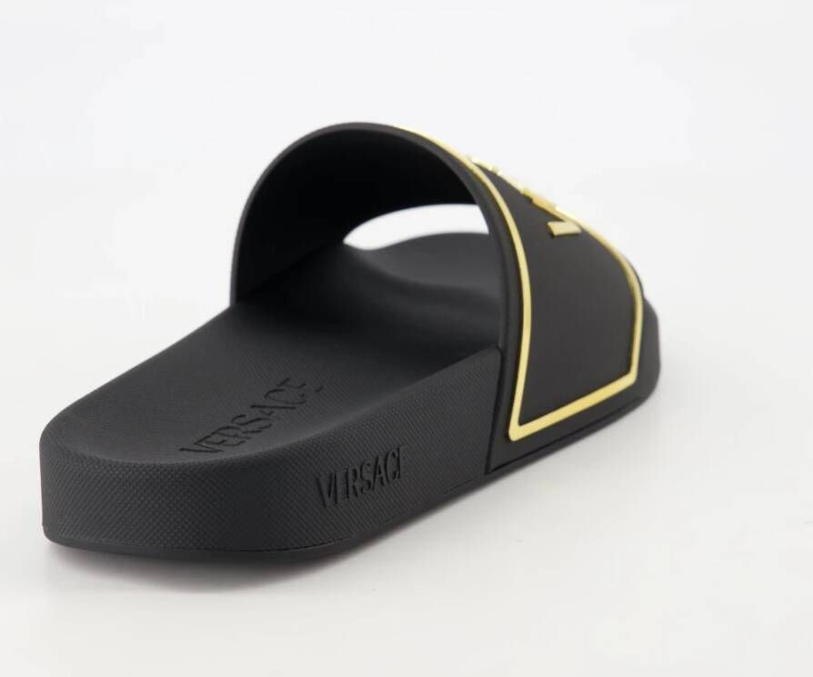 Versace Gouden Logo Slides Lente-Zomer 2025 Black Dames