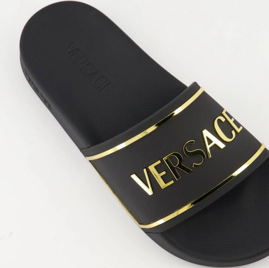 Versace Gouden Logo Slides Lente-Zomer 2025 Black Dames