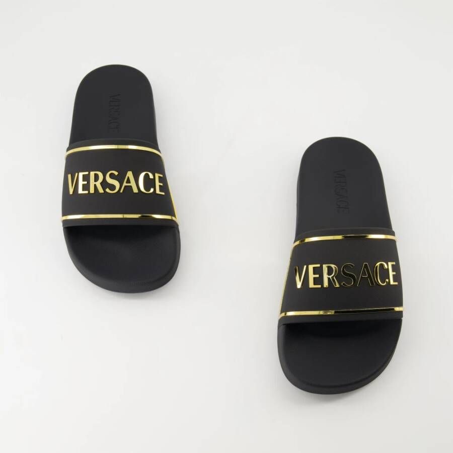 Versace Gouden Logo Slides Lente-Zomer 2025 Black Dames