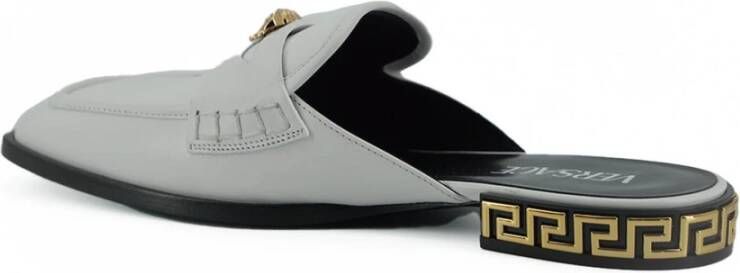 Versace Gouden Medusa Leren Muiltjes Witte Schoenen White Dames