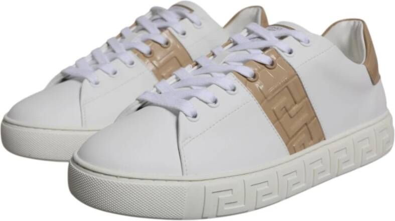 Versace Greca Print Lage Sneakers Wit White Heren