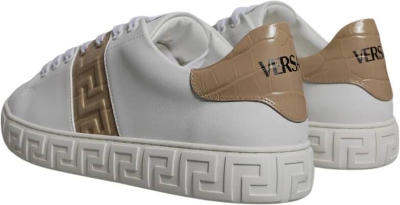 Versace Greca Print Lage Sneakers Wit White Heren