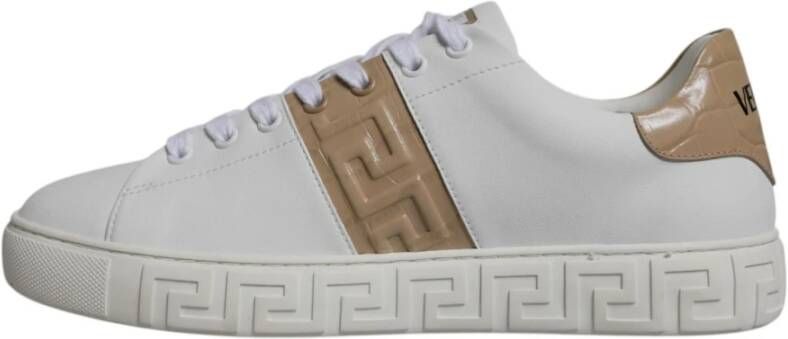 Versace Greca Print Lage Sneakers Wit White Heren