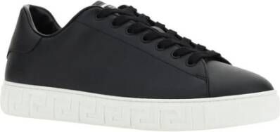 Versace Grieks geëtste kalfsleren sneakers met monogram Black Heren