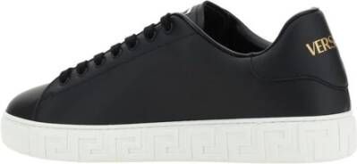 Versace Grieks geëtste kalfsleren sneakers met monogram Black Heren