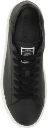 Versace Grieks geëtste kalfsleren sneakers met monogram Black Heren