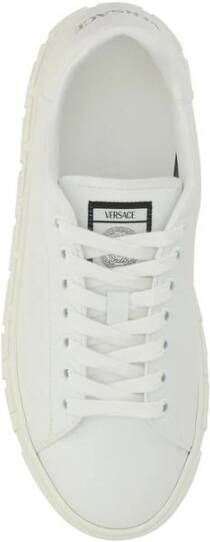 Versace Grieks Print Leren Sneakers White Dames