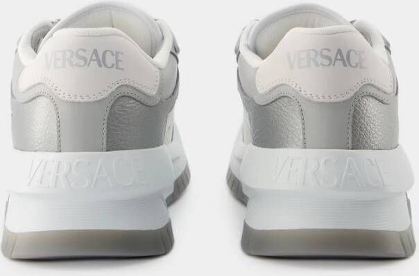 Versace Grijze Leren Sneakers Odissea Stijl Gray Heren