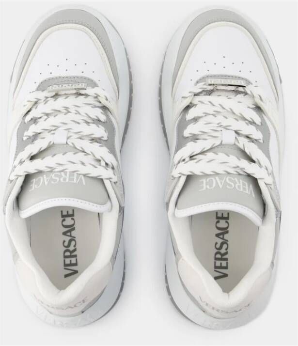 Versace Grijze Leren Sneakers Odissea Stijl Gray Heren