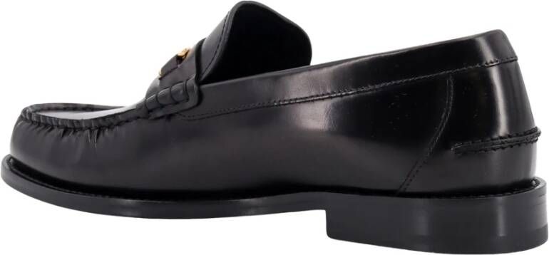 Versace Zwarte Leren Loafers Slip-On Stijl Black Heren