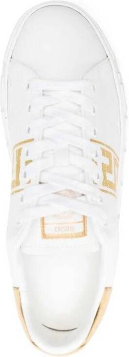 Versace Ivory White Gold Sneakers Greca Geborduurd White Dames