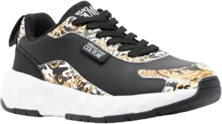 Versace Jeans Couture Atom Sneakers Leer Mesh Bedrukt Gummy Black Dames