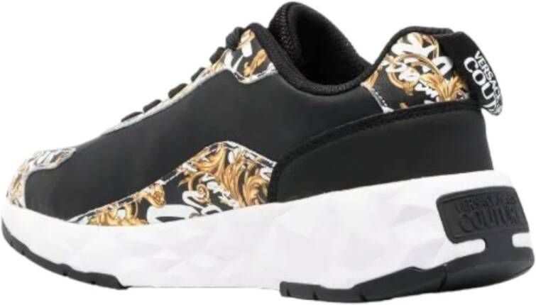 Versace Jeans Couture Atom Sneakers Leer Mesh Bedrukt Gummy Black Dames