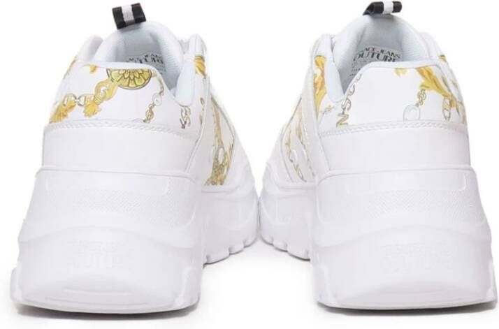 Versace Jeans Couture Barok Detail Witte Platte Schoenen White Heren