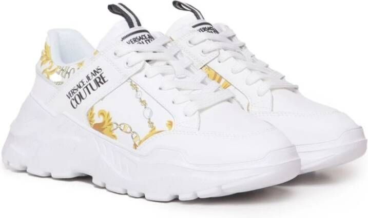 Versace Jeans Couture Barok Detail Witte Platte Schoenen White Heren