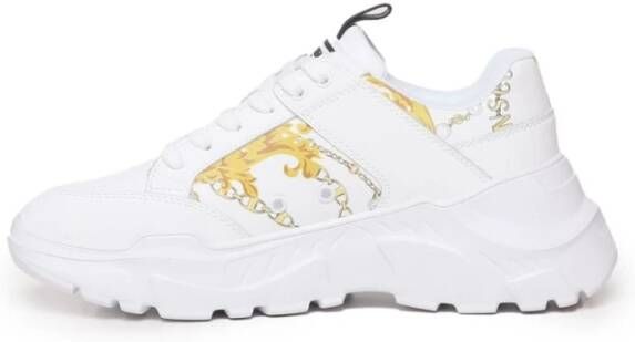 Versace Jeans Couture Barok Detail Witte Platte Schoenen White Heren