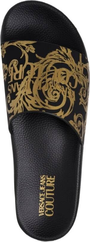 Versace Jeans Couture Barok Logo Slides Black Heren