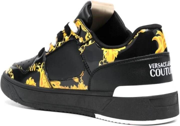 Versace Jeans Couture Barokpatroon Sneakers Zwart met Gouden Accenten Multicolor Heren