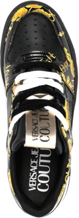 Versace Jeans Couture Barokpatroon Sneakers Zwart met Gouden Accenten Multicolor Heren