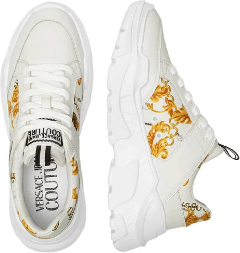 Versace Jeans Couture Chain Couture Lage Top Veterschoenen White Heren