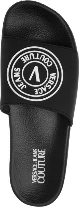 Versace Jeans Couture Effen V-Emblem Slides Black Heren