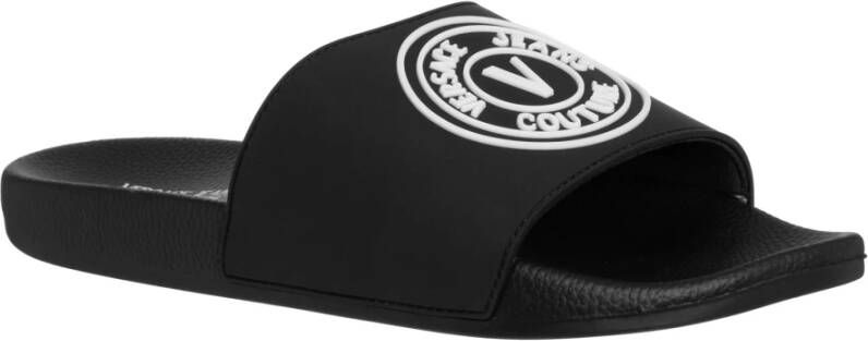 Versace Jeans Couture Effen V-Emblem Slides Black Heren