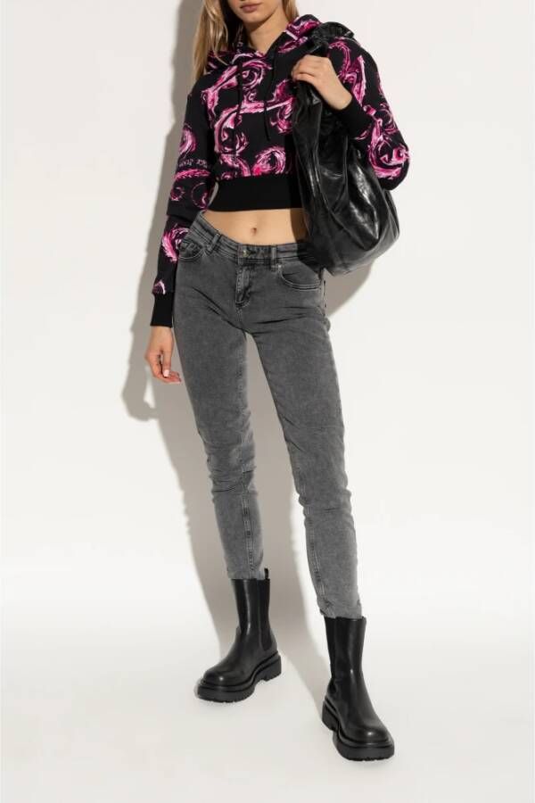 Versace Jeans Couture Enkellaarzen met logo Black Dames