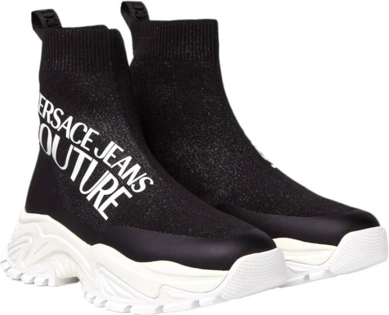 Versace Jeans Couture Gebreide+Gecoate Hiker Sneakers Black Dames