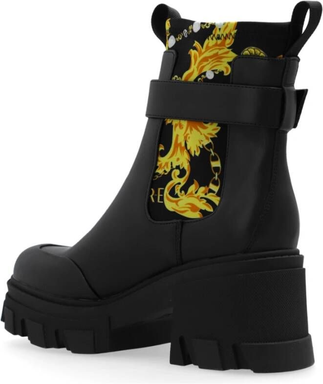 Versace Jeans Couture Gehakte enkellaarzen Black Dames